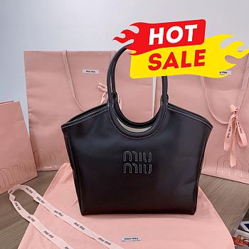 Miu Miu 5BA284_2DDJ_F0002_V_OOO black IVY leather bag M1 38cm x 30cm