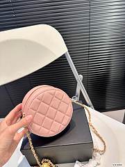 CHANEL Matelasse Round Chain Shoulder Bag Leather Metallic Pink 12cm x 12cm - 6