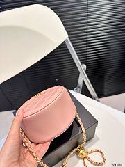 CHANEL Matelasse Round Chain Shoulder Bag Leather Metallic Pink 12cm x 12cm - 5