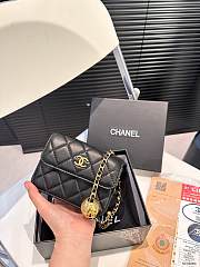 Chanel Classic Black Lambskin Pearl Crush Card Holder Belt Bag 12cm x 10 cm - 6