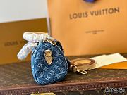 Louis Vuitton Nano Speedy Monogram Denim Women's Blue Bag 16cm x 9.5cm  - 5