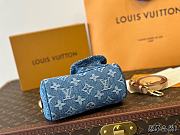 Louis Vuitton Nano Speedy Monogram Denim Women's Blue Bag 16cm x 9.5cm  - 4