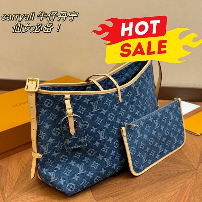 LOUIS VUITTON CARRYALL BAG Denim  38cm x 29cm - 1