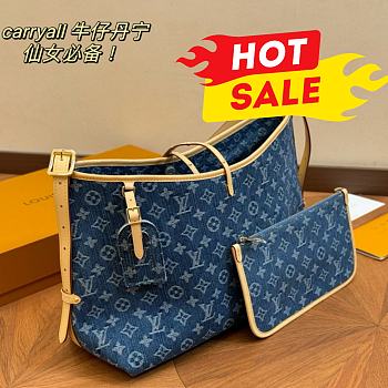 LOUIS VUITTON CARRYALL BAG Denim  38cm x 29cm