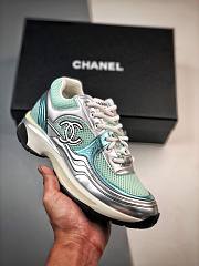 Chanel Sneakers Fabric Laminated & Green Silver - 2