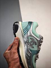 Chanel Sneakers Fabric Laminated & Green Silver - 3