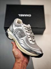 Chanel Sneakers Fabric Laminated & Grey Silver - 3