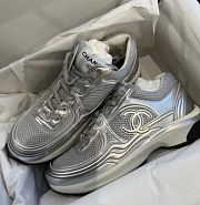 Chanel Sneakers Fabric Laminated & Grey Silver - 1