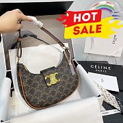 Celine Brown Canvas Ava Triomphe Shoulder Bag 23cm×13.5cm×6cm - 1