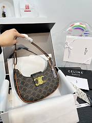 Celine Brown Canvas Ava Triomphe Shoulder Bag 23cm×13.5cm×6cm - 2