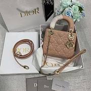 Dior M0505 Mini Lady Dior Bag Apricot Patent Cannage Calfskin Size 17cm x 15cm x 7 cm - 1