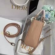 Dior M0505 Mini Lady Dior Bag Apricot Patent Cannage Calfskin Size 17cm x 15cm x 7 cm - 4