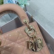 Dior M0505 Mini Lady Dior Bag Apricot Patent Cannage Calfskin Size 17cm x 15cm x 7 cm - 2