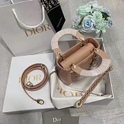 Dior M0505 Mini Lady Dior Bag Apricot Patent Cannage Calfskin Size 17cm x 15cm x 7 cm - 3