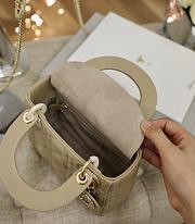 Mini Lady Dior bag Cannage lambskin in powder beige 17cm x 15cm x 7cm - 3