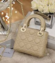 Mini Lady Dior bag Cannage lambskin in powder beige 17cm x 15cm x 7cm - 2