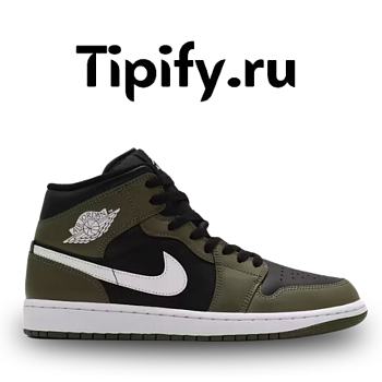 Air Jordan 1 Mid Black White Olive DQ8426-092