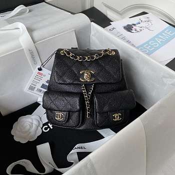 CHANEL Small Backpack Grained Calfskin & Gold-Tone Metal Black AS3787 16.5cm × 17.5cm × 10 cm