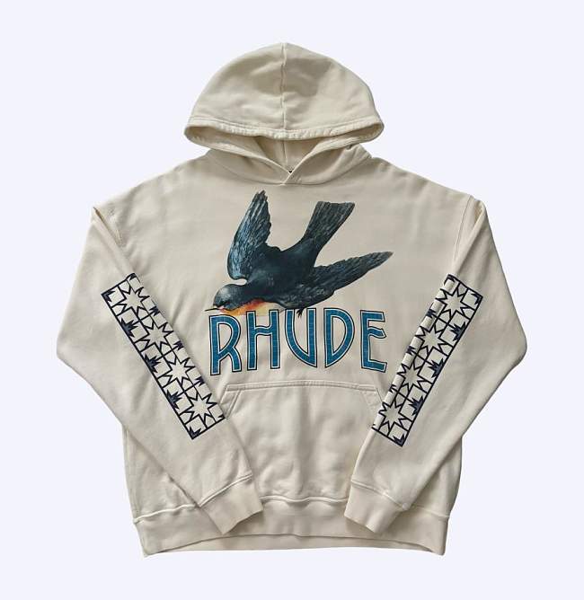 Rhude Bird Cream Off White Tile Hoodie - 1