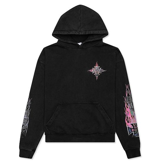 Rhude Neon Flame Hoodie - Black - 1