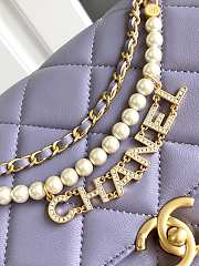 Chanel 24A Pearl Chain Flap Bag Purple 20cm x 7.5cm x 15cm - 2