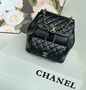 Chanel Small Backpack Calfskin & Gold Black 22cm x 25cm x 18cm