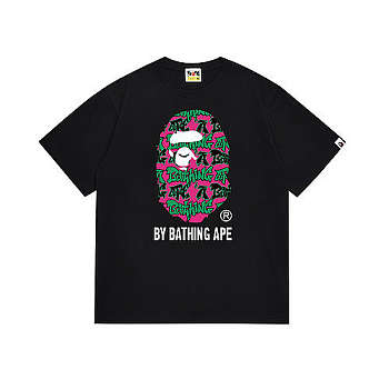 A BATHING APE logo-print cotton T-shirt black