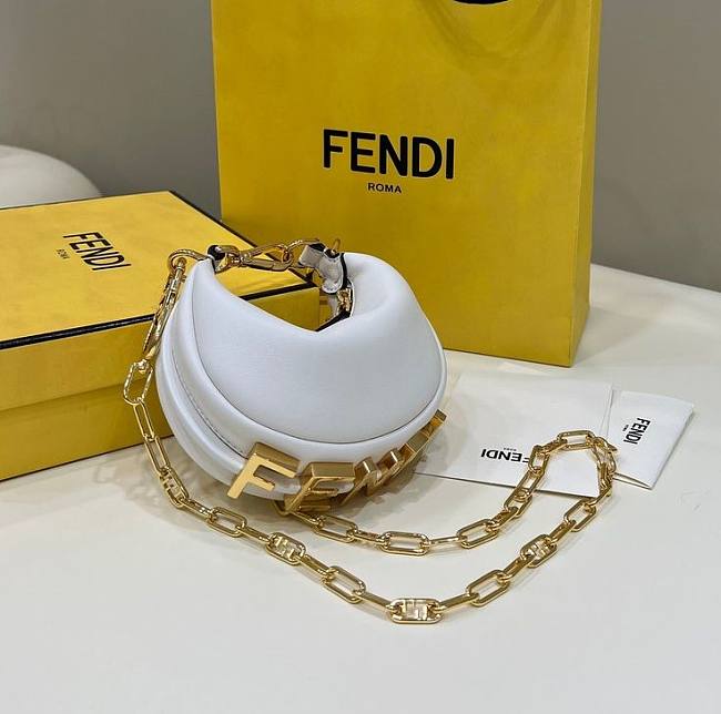 Fendi by Marc Jacobs Fendigraphy Small White Leather Bag  8BR798A5DYF1HEL 20 cm x 13 cm x 7.5 cm - 1