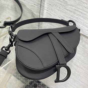 Dior Ultramatte Black Calfskin Mini Saddle Bag 19 x 15 x 6 cm