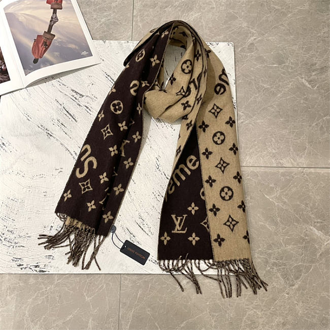 Louis Vuitton x Supreme Brown Scarf - 1