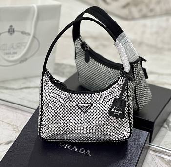 Prada Duchesse and crystal black mini-bag 22cm x 17cm x 6cm