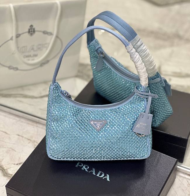 Prada Duchesse and crystal blue mini-bag 22cm x17cm x 6cm - 1