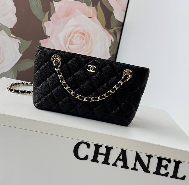 Chanel 25C Mini Black Caviar Clutch on Chain with Light Gold Hardware 11cm x 20cm x 4cm - 1