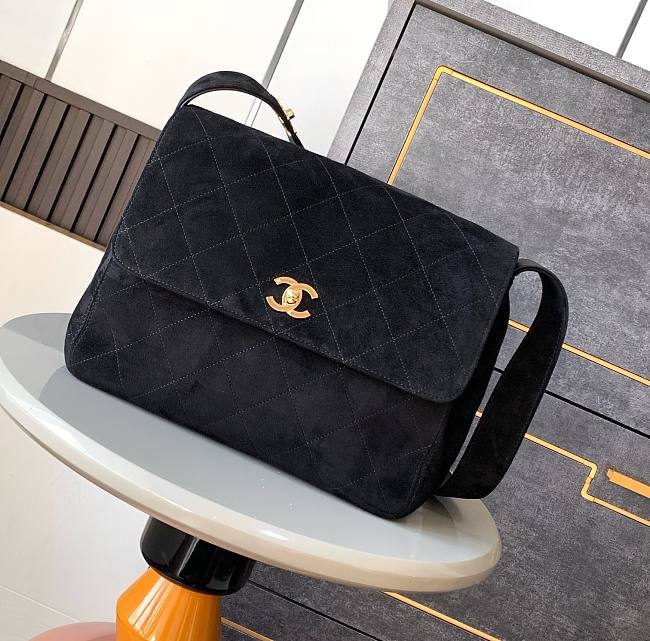 CHANEL Suede Coco Handle Bag 28cm x 12.5cm x 24cm - 1