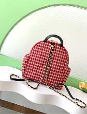 Chanel Gold 24N Coconege Houndstooth Backpack Red 26cm x 28cm x 11cm - 6