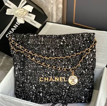 Chanel Chanel 22 tweed handbag black 35cm ×37cm ×7cm