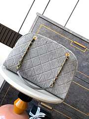 Chanel Maxi Bowling Bag Light Grey Washed Denim Antique Gold Hardware 40cm x 29cm x 15cm - 6