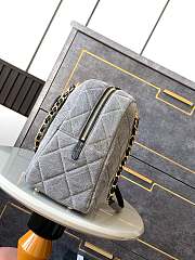 Chanel Maxi Bowling Bag Light Grey Washed Denim Antique Gold Hardware 40cm x 29cm x 15cm - 3