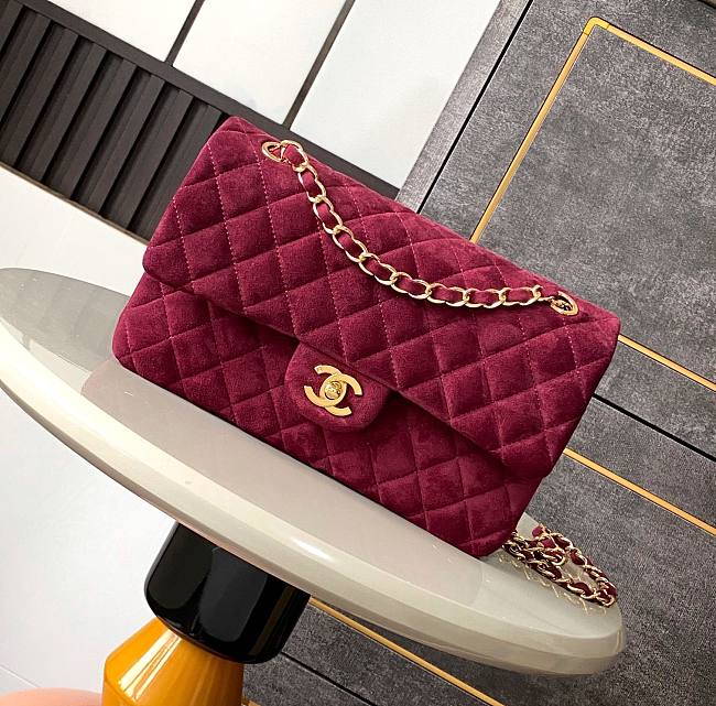 Chanel Timeless Velvet Bordeaux Bordeaux bag 25cm - 1