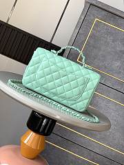 Chanel Mini Flap Bag with Top Handle Lambskin & Lacquered Metal Light Green 23cm - 5