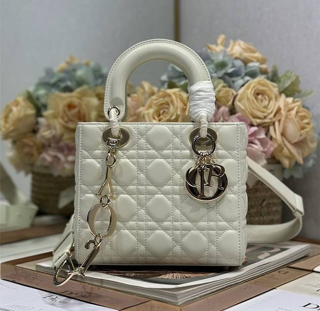 Small Lady Dior Bag Latte Cannage Grained Calfskin 20cm x 17cm x 8 cm - 1