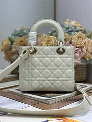 Small Lady Dior Bag Latte Cannage Grained Calfskin 20cm x 17cm x 8 cm - 3