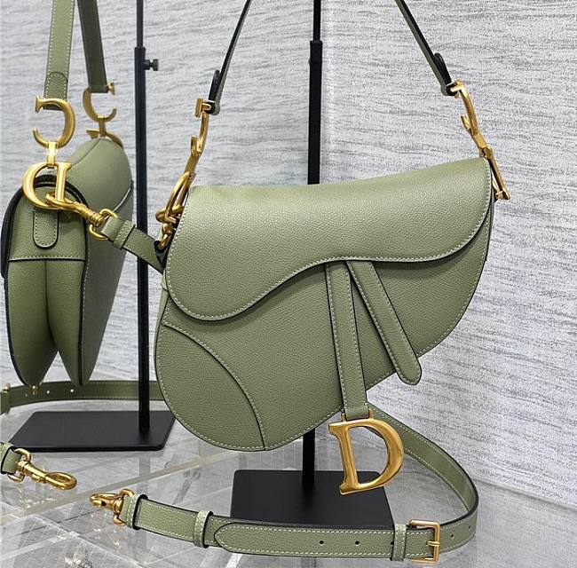 Dior Saddle Bag with Strap Cedar Green Grained Calfskin 25cm x 20cm x 6cm  - 1