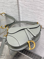 Dior Saddle Bag with Strap Stone Gray Grained Calfskin 25cm x 20cm x 6cm - 5