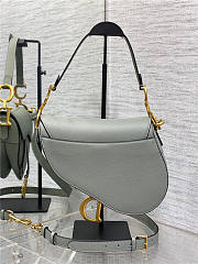 Dior Saddle Bag with Strap Stone Gray Grained Calfskin 25cm x 20cm x 6cm - 4