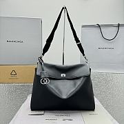 Balenciaga Rodeo Large Handbag in black smooth calfskin, aged-silver hardware 40*30*13CM - 1