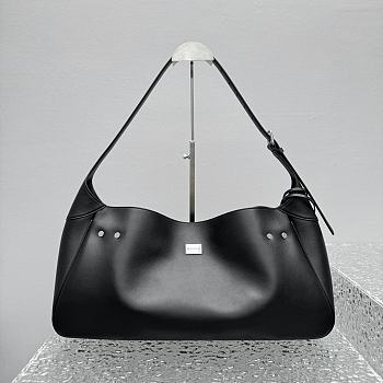 Balenciaga Bel Air Medium Shoulder Bag in black smooth calfskin, aged-silver hardware 46*12*23cm