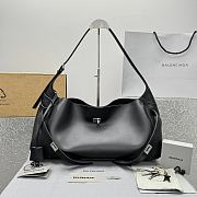 Balenciaga Bel Air Medium Shoulder Bag in black smooth calfskin, aged-silver hardware 35*10*17cm - 1