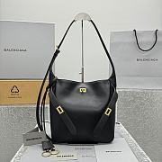 Balenciaga Bel Air Small Hobo Bag in black smooth calfskin, aged-gold hardware 27*9*28cm - 5