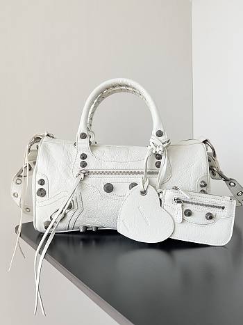 Balenciaga Le Cagole Duffle Medium Leather Top Handle Bag in White 30*14*20CM